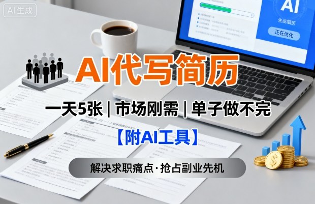 AI代写简历，一天5张，今年找工作难，市场刚需，单子做不完【附AI工具】-云创网