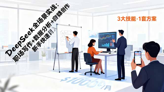 DeepSeek全场景实战：职场写作+数据分析+自媒体创作，新手快速月入过万-云创网