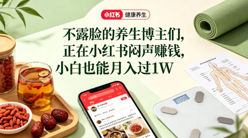 小红书健康养生科普图文赛道，不露脸的养生博主们，正在小红书闷声賺钱，小白也能月入过1W-云创网