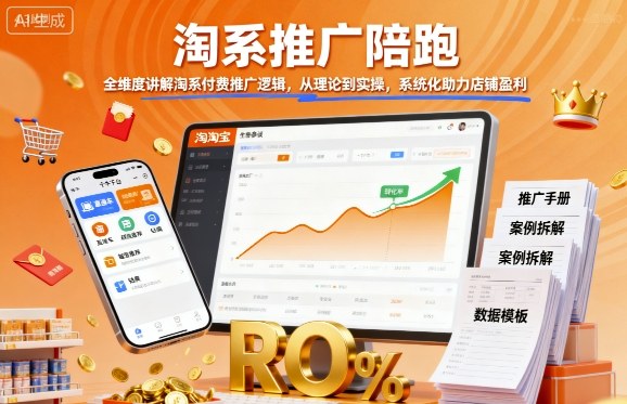 淘系推广陪跑，全维度讲解淘系付费推广逻辑，从理论到实操，系统化助力店铺盈利-云创网