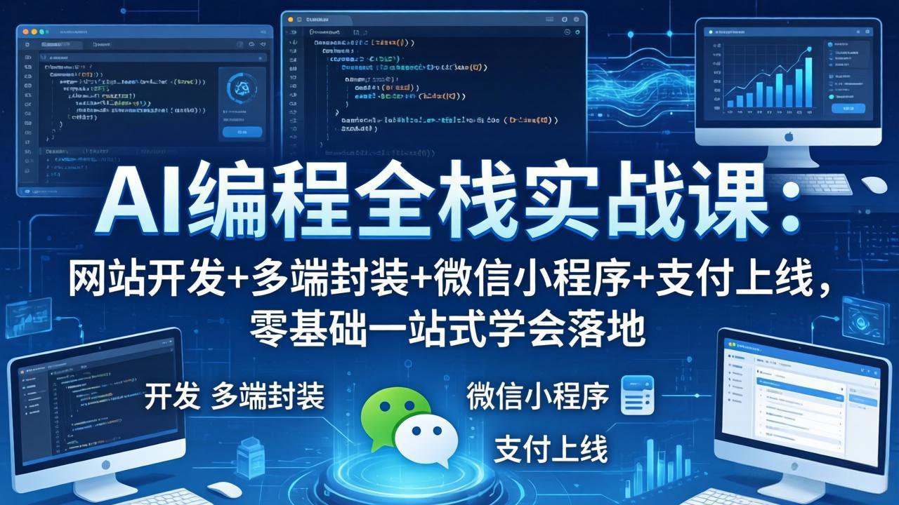 AI编程全栈实战课：网站开发+多端封装+微信小程序+支付上线，零基础一站式学会落地-云创网