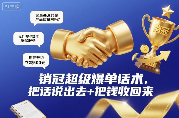 销冠超级爆单话术，把话说出去+把钱收回来-云创网