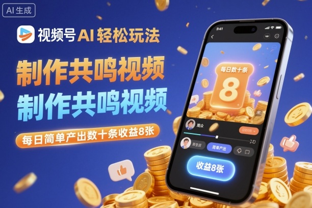 视频号AI轻松玩法，制作共鸣视频，每日简单产出数十条收益8张-云创网