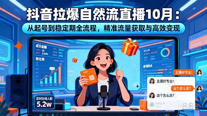 抖音拉爆自然流直播10月：从起号到稳定期全流程，精准流量获取与高效变现-云创网