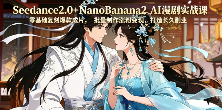 Seedance2.0+NanoBanana2 AI漫剧实战课，零基础复刻爆款成片涨粉变现，打造长久副业收益-云创网