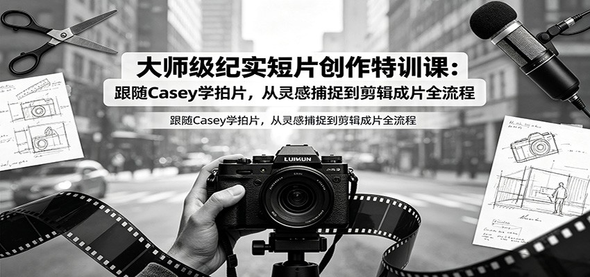 大师级纪实短片创作特训课：跟随Casey学拍片，从灵感捕捉到剪辑成片全流程-云创网