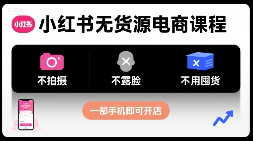 小红书无货源电商课程，不拍摄不露脸不用囤货，一部手机即可开店-云创网
