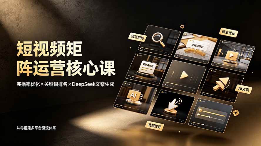 （19259期）短视频矩阵运营核心课：完播率优化×关键词排名×DeepSeek文案生成，从零搭建多平台引流体系-云创网
