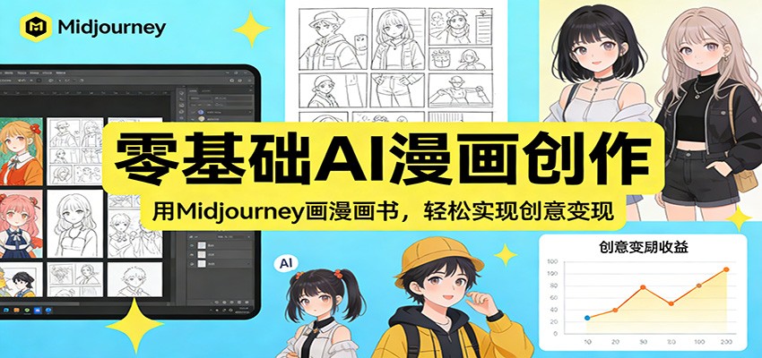 零基础AI漫画创作：用Midjourney画漫画书，轻松实现创意变现-云创网