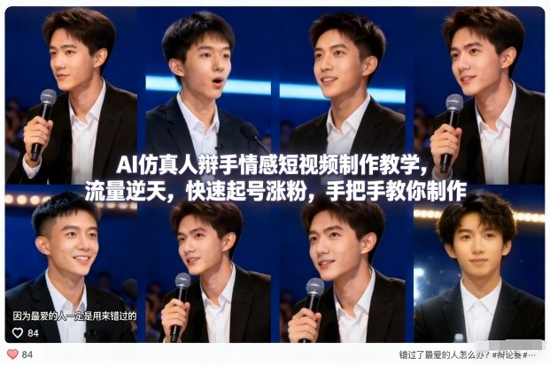 AI仿真人辩手情感短视频制作教学，流量逆天，快速起号涨粉，手把手教你制作-云创网