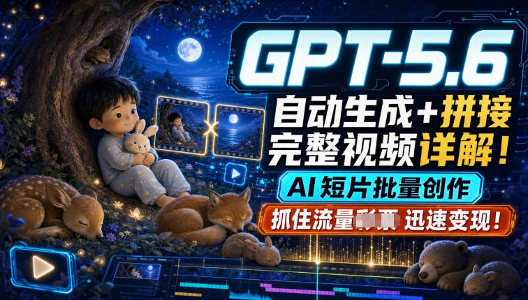 GPT-5.6自动生成＋拼接完整视频详解，AI短片批量创作，抓住流量迅速变现！-云创网