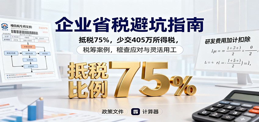 企业省税避坑指南：抵税75%，少交405万所得税，税筹案例，稽查应对与灵活用工-云创网