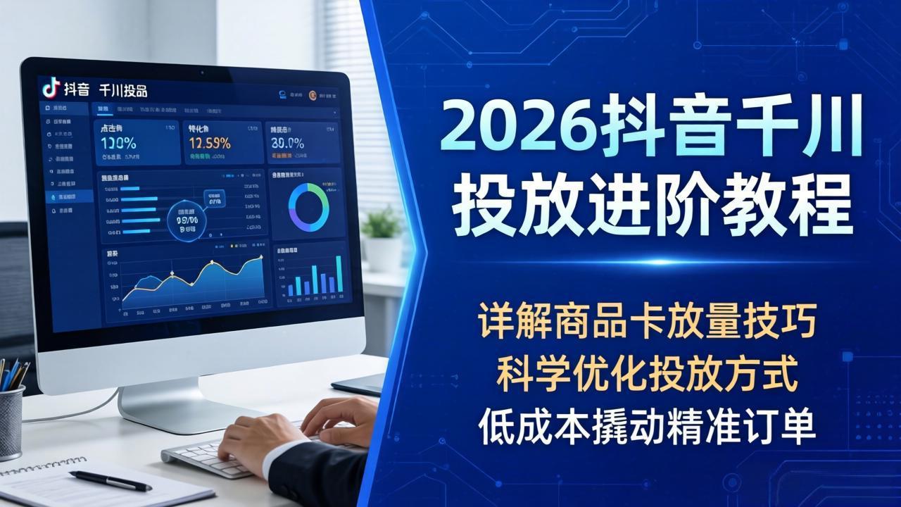 2026抖音千川投放进阶教程，详解商品卡放量技巧，科学优化投放方式，低成本撬动精准订单-云创网