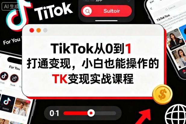 TikTok从0到1打通变现，小白也能操作的TK变现实战课程-云创网