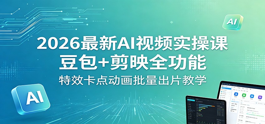 2026最新AI视频实操课：豆包+剪映全功能，特效卡点动画批量出片教学-云创网