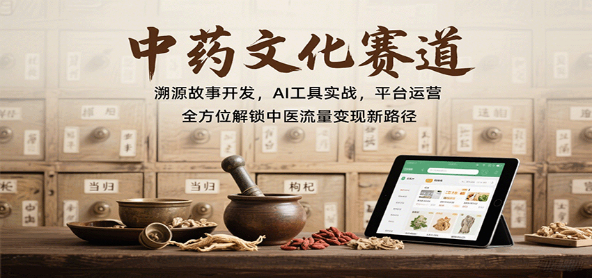 中药文化赛道：溯源故事开发，AI工具实战，平台运营，全方位解锁中医流量变现新路径-云创网
