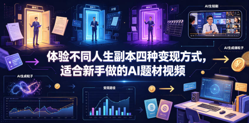 体验不同人生副本四种变现方式，适合新手做的AI题材视频-云创网