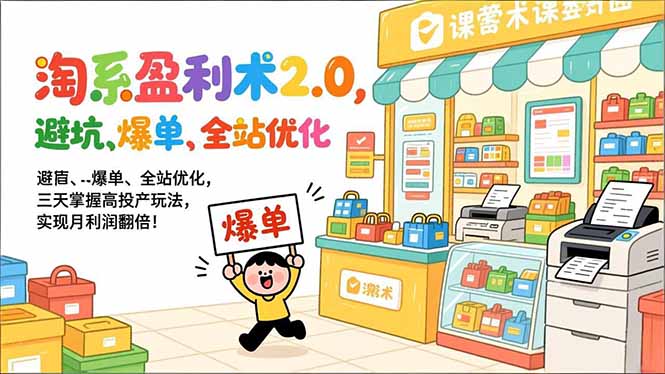 淘系盈利术2.0，避坑、爆单、全站优化，三天掌握高投产玩法，实现月利润翻倍！-云创网
