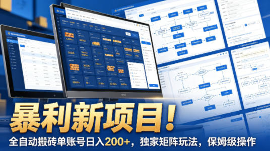 暴利新项目！全自动搬砖单账号日入200+，独家矩阵玩法，保姆级操作【揭秘】-云创网
