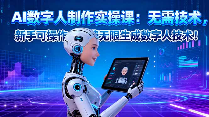 AI数字人制作实操课：无需技术，新手可操作，免费无限生成数字人技术！-云创网