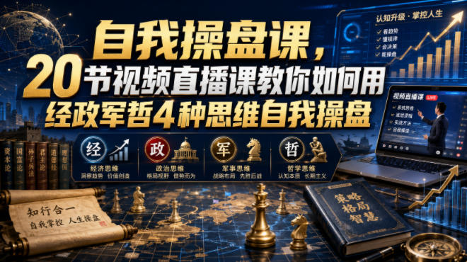 自我操盘课，20节视频直播课教你如何用经政军哲4种思维自我操盘-云创网