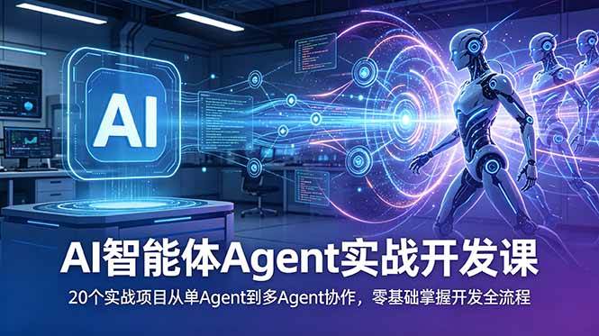 （18983期）AI智能体Agent实战开发课：20个实战项目从单Agent到多Agent协作，零基础掌握开发全流程-云创网