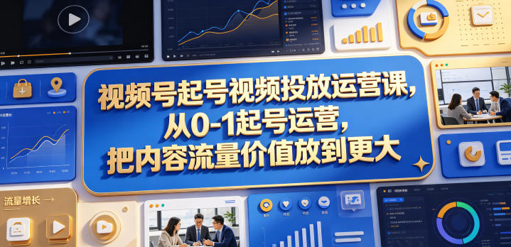 视频号起号视频投放运营课，从0-1起号运营，把内容流量价值放到更大-云创网