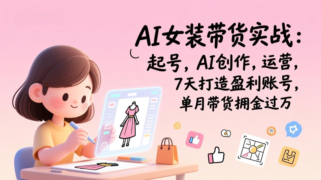 AI女装带货实战：起号，AI创作，运营，7天打造盈利账号，单月带货佣金过万-云创网