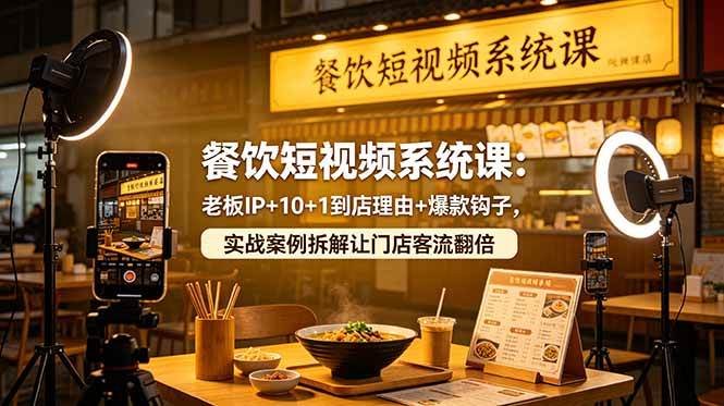 （18712期）餐饮短视频系统课：老板IP+10+1到店理由+爆款钩子，实战案例拆解让门店客流翻倍-云创网