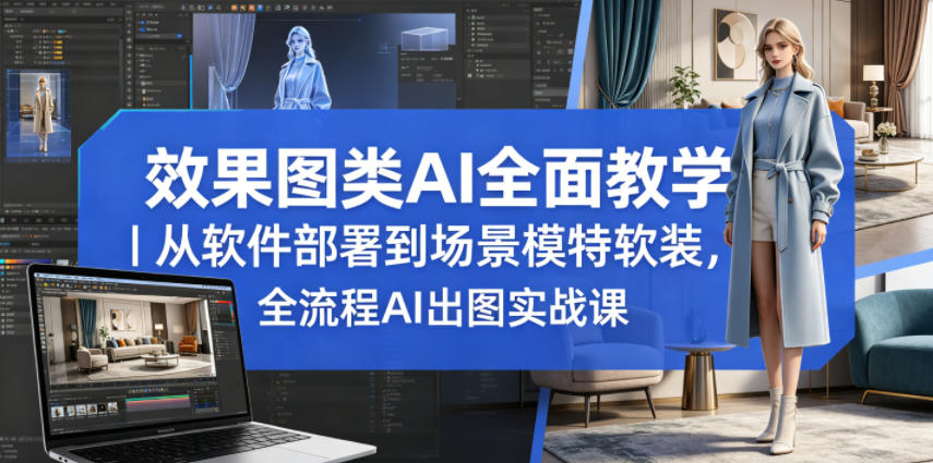 效果图类AI全面教学｜从软件部署到场景模特软装，全流程AI出图实战课-云创网
