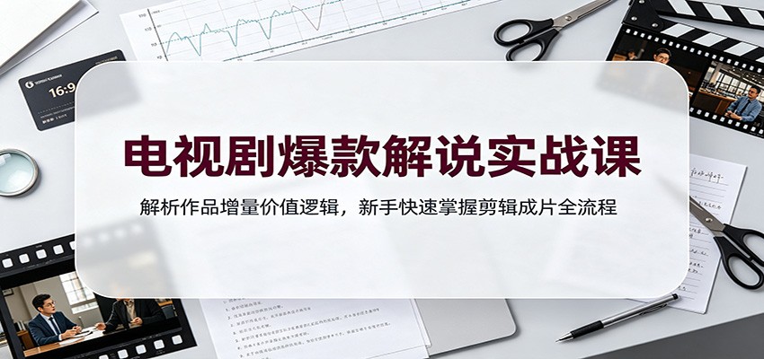 电视剧爆款解说实战课：解析作品增量价值逻辑，新手快速掌握剪辑成片全流程-云创网