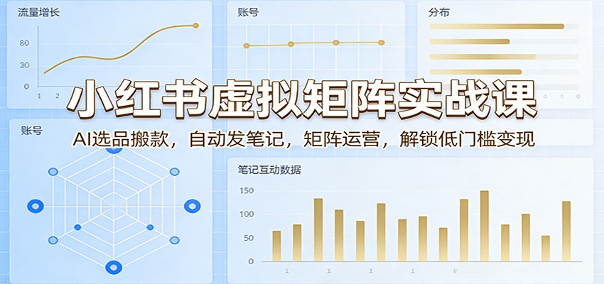 小红书虚拟矩阵实战课：AI选品搬款，自动发笔记，矩阵运营，解锁低门槛变现-云创网