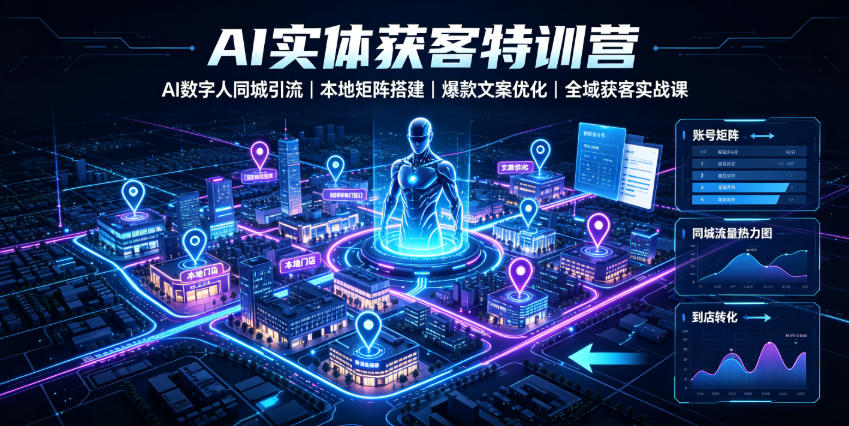 AI实体获客特训营｜AI数字人同城引流、本地矩阵搭建、爆款文案优化全域获客实战课-云创网