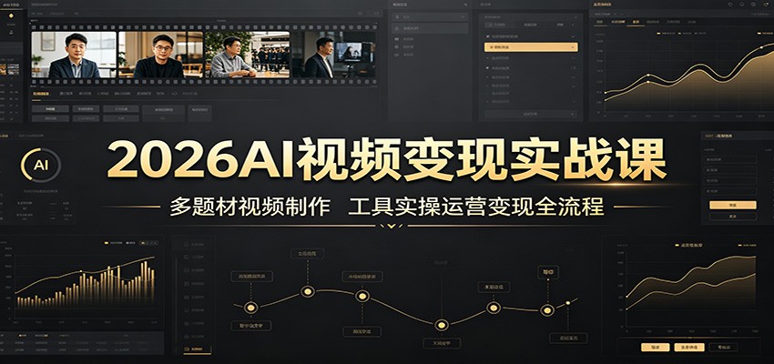2026AI视频变现实战课：多题材视频制作，工具实操运营变现全流程-云创网