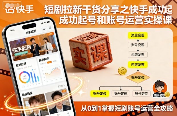 短剧拉新干货分享之快手成功起号和账号运营实操课-云创网