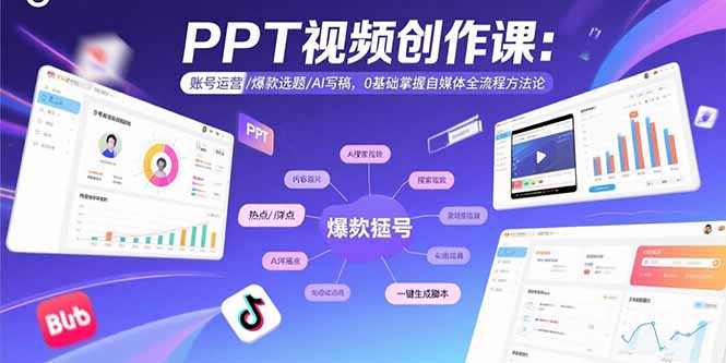PPT视频创作课：账号运营/爆款选题/AI写稿，0基础掌握自媒体全流程方法论-云创网