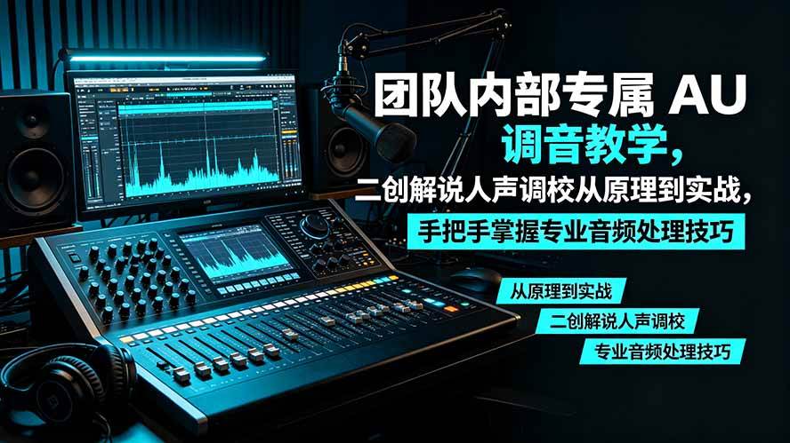 （19517期）某大佬团队内部专属 AU 调音教学，二创解说人声调校从原理到实战，手把手掌握专业音频处理技巧-云创网