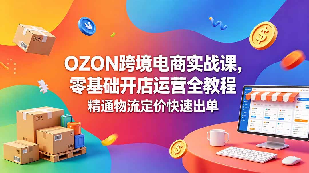 （18746期）OZON 跨境电商实战课，零基础开店运营全教程，精通物流定价快速出单-云创网