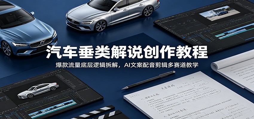 汽车垂类解说创作教程：爆款流量底层逻辑拆解，AI文案配音剪辑多赛道教学-云创网