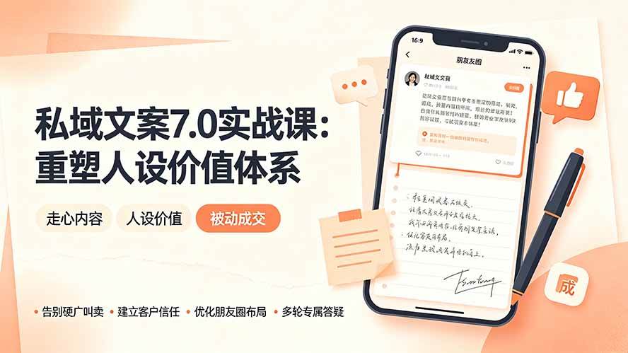 （19313期） 私域文案实战课7.0：重塑人设价值体系｜-告别硬广推销×走心内容×自我价值塑造，实现被动成交-云创网