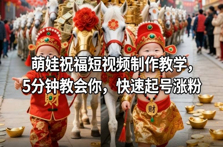 萌娃祝福短视频制作教学，5分钟教会你，快速起号涨粉-云创网
