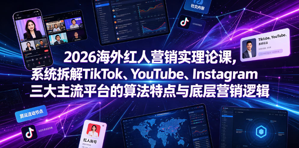 2026海外红人营销实理论课，系统拆解TikTok、YouTube、Instagram三大主流平台的算法特点与底层营销逻辑-云创网
