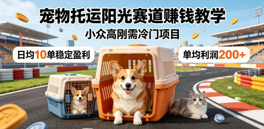 宠物托运阳光赛道賺钱教学，小众高刚需冷门项目，日均10单稳定盈利，单均利润200+-云创网