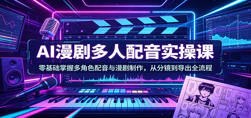 AI漫剧多人配音实操课：零基础掌握多角色配音与漫剧制作，从分镜到导出全流程-云创网