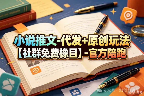 小说推文-代发+原创玩法【社群免费橡目】-官方陪跑-云创网