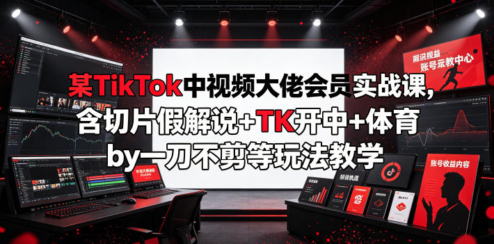 某TikTok中视频大佬会员实战课，含切片假解说+TK开中+体育by一刀不剪等玩法教学-云创网