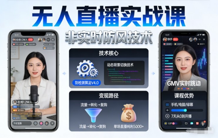宝子哥无人直播实战课，非实时防风技术，聚焦抖音快手等平台直播带货，轻松开启直播变现之路（更新2026年07月24日）-云创网