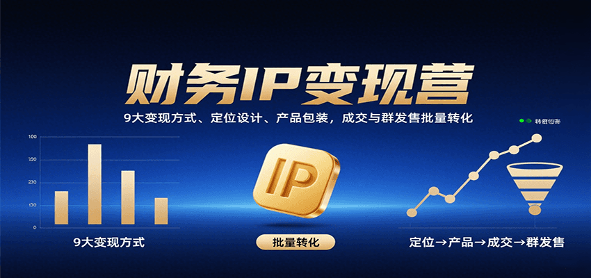 财务IP变现营：9大变现方式、定位设计、产品包装，成交与群发售批量转化-云创网