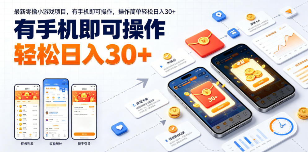 最新零撸小游戏项目，有手机即可操作，操作简单轻松日入30+-云创网