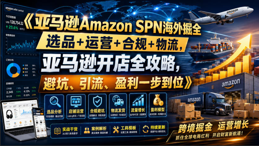 亚马逊Amazon SPN海外掘全，选品+运营+合规+物流，亚马逊开店全攻略，避坑、引流、盈利一步到位-云创网